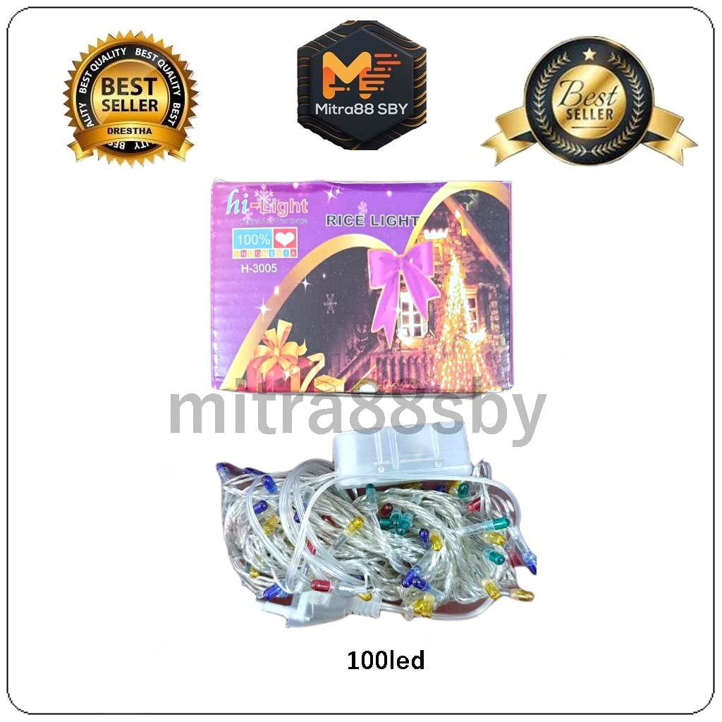 Mitra88sby lampu natal hias (lampu tumblr) 200 140 dan 100 led beras 5m packing box atau kotak