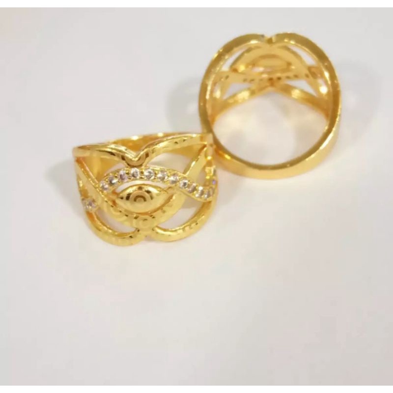 cincin bulat full permata perhiasan wanita gold