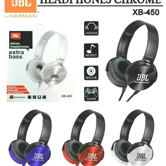 Headset Headphone Stereo JBL MDR XB450 XB-450 AP EXTRA BASS