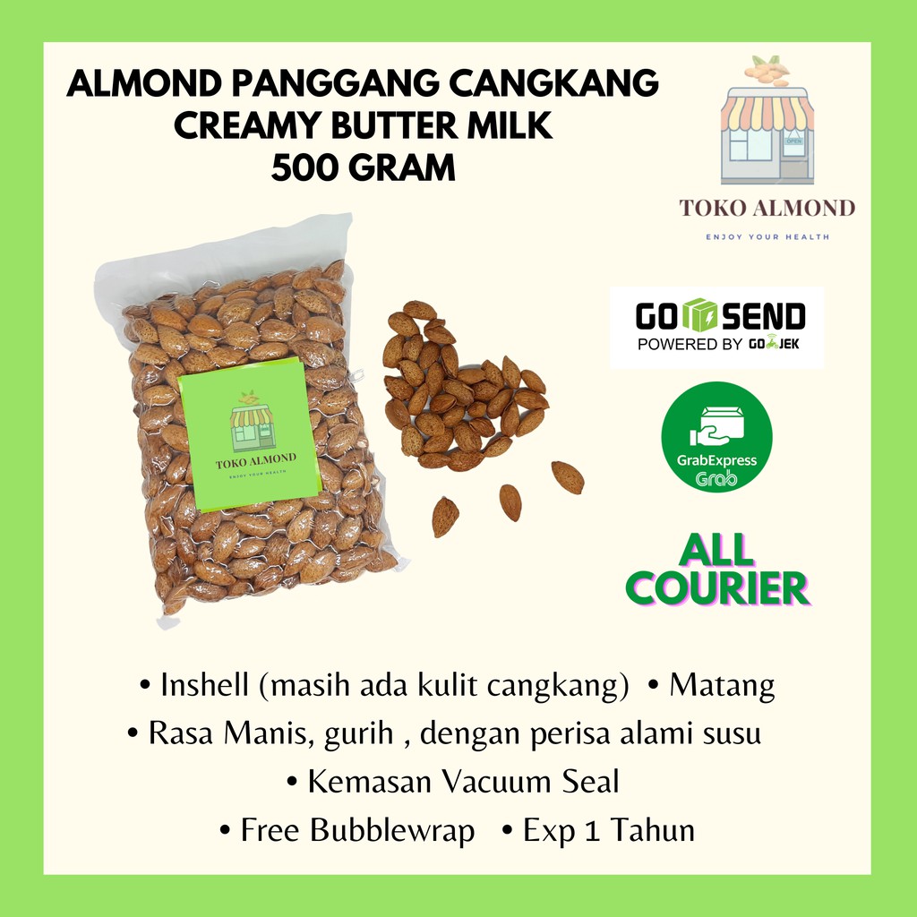 

Kacang Almond Panggang Cangkang Creamy Butter Milk 500gr