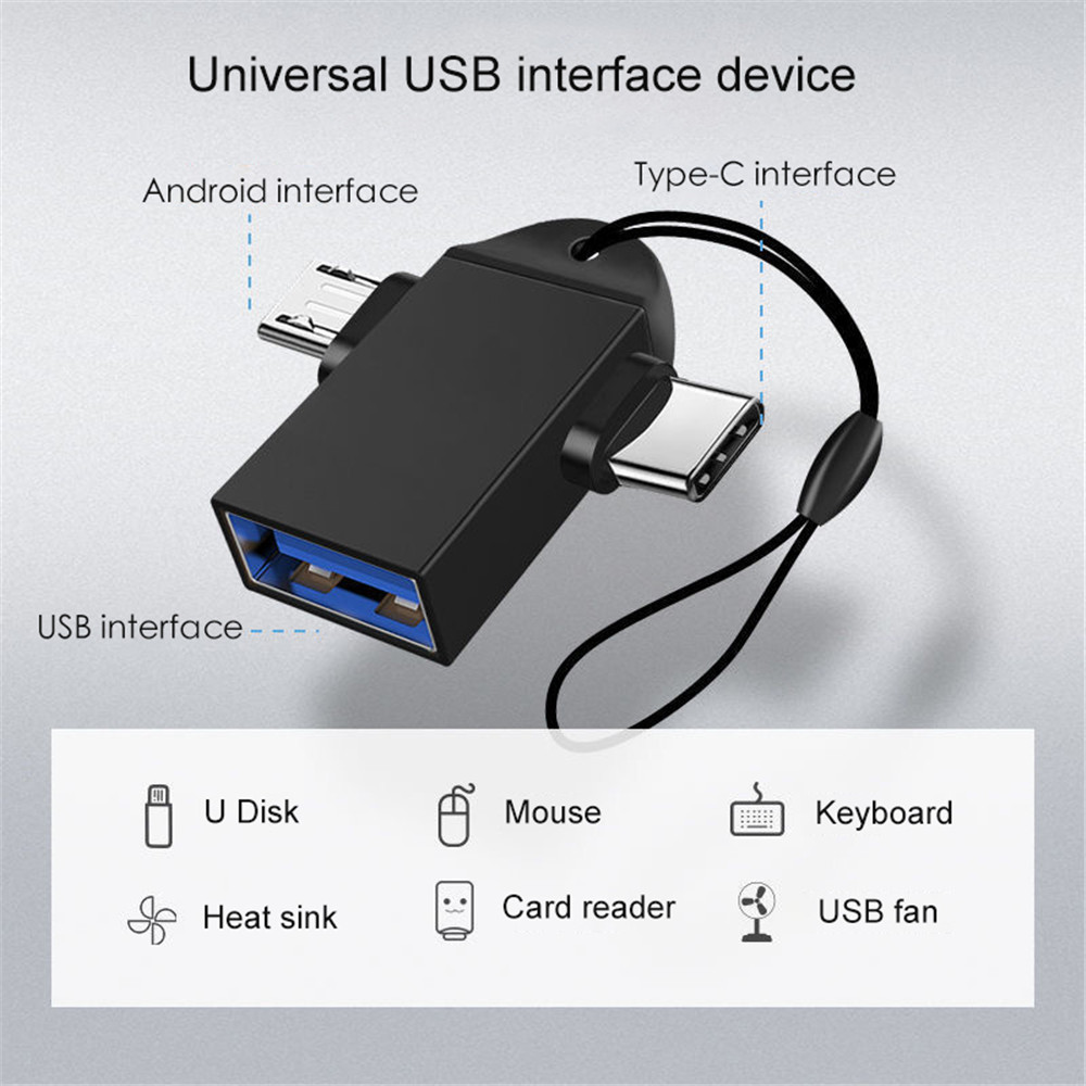 MQ OTG Type C Adapter 2 In 1 Micro Usb C 3.0 Flash Disk Dan Mouse Konektor Untuk Android Smartphone