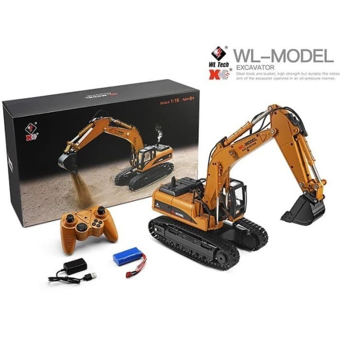 PROMO WL 16800 EXCAVATOR TRUCK CAR 1/16 23CH METAL WITH LED SMOKE