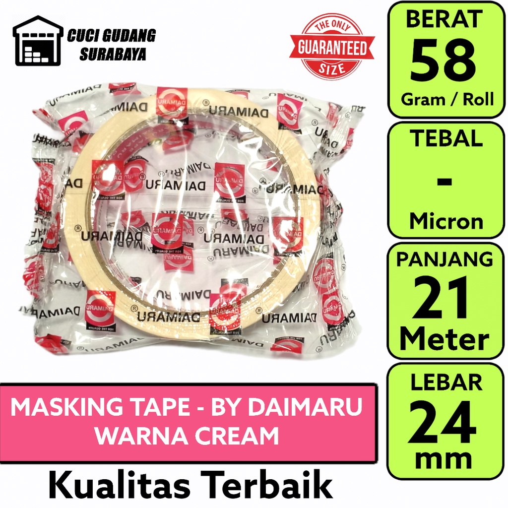 

Masking Tape Daimaru 24mm x 21 meter / Masking Tape Eka 22mm x 20 yard