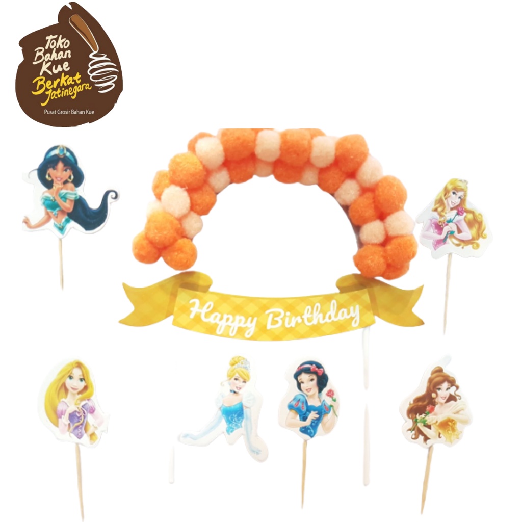 

Topper Cake Happy Birthday Pom-Pom Karakter per-set / Hiasan Cake