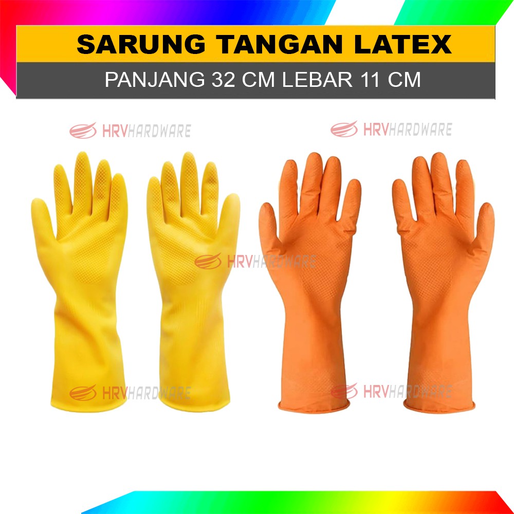 Sarung Tangan Karet Latex Tebal Serbaguna Rubber Glove  Warna ORANGE dan KUNING