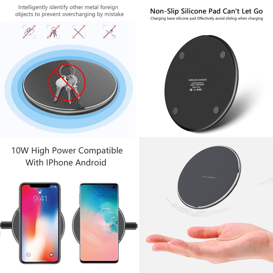 Papan Cas Charger Wireless Pad 10W 2A Fast Charging Charge Qi Nirkabel