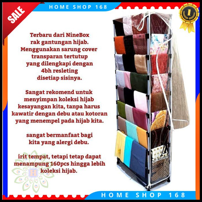 TK 115 RAK LEMARI HIJAB DASI KAIN SARUNG RAK GANTUNG HIJAB ANTI DEBU TRANSPARAN MURAH