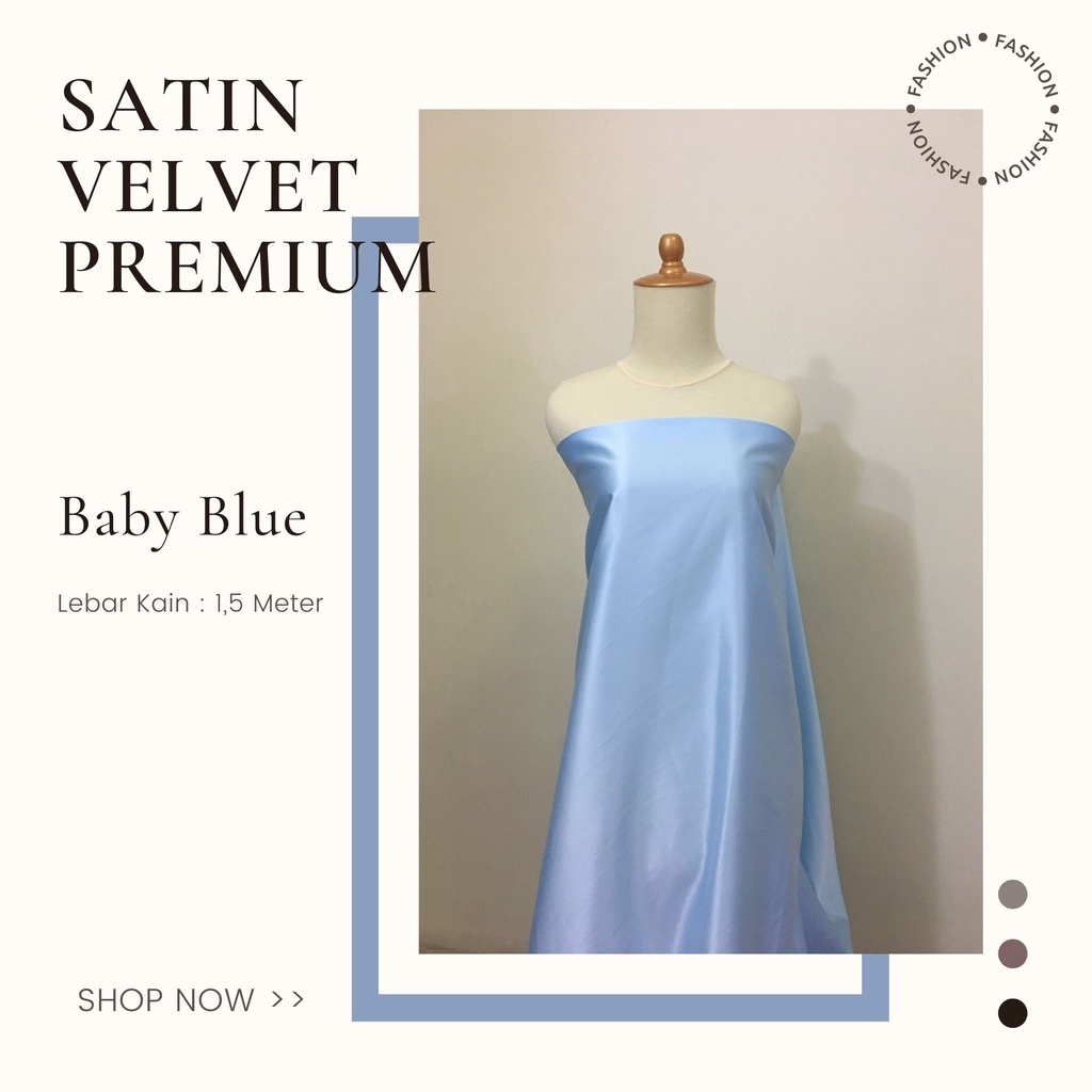 Kain Furing Satin Sateen Silk Velvet Premium Warna Biru Baby Blue