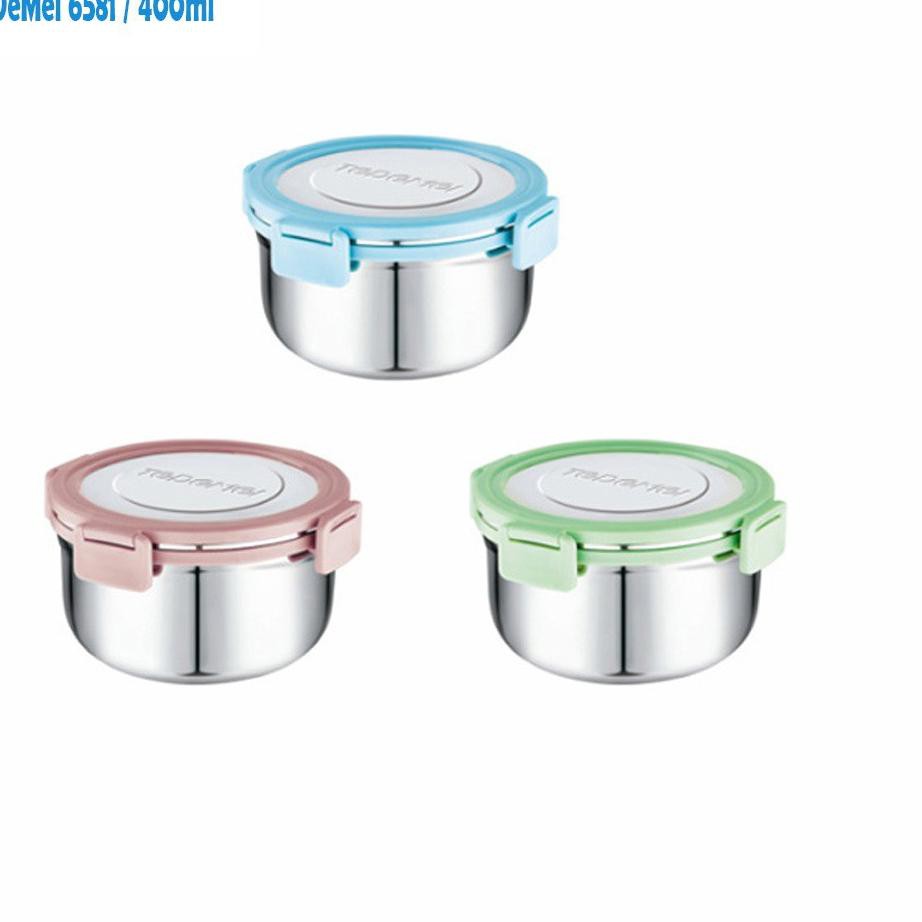 ★★ BIA TEMPAT MAKAN STAINLESS LUNCHBOX TEDEMEI 6581 PINK GREEN BLUE EY ❤️