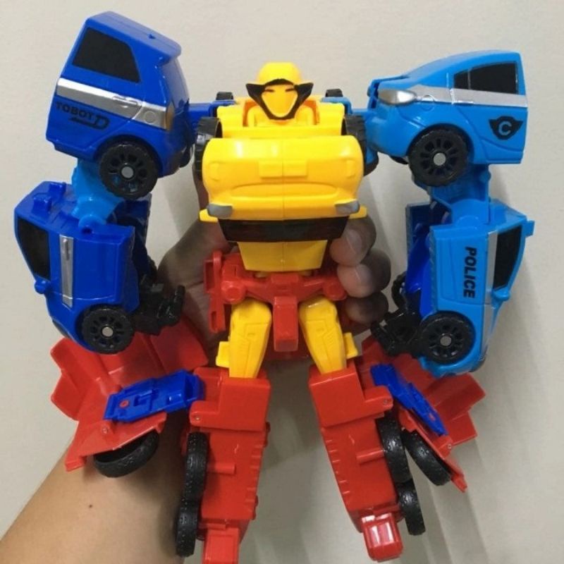 Mainan Robot Quatran 4 in 1 Jumbo - Figure Robotan Mobil Anak Laki Cowok Robotcar