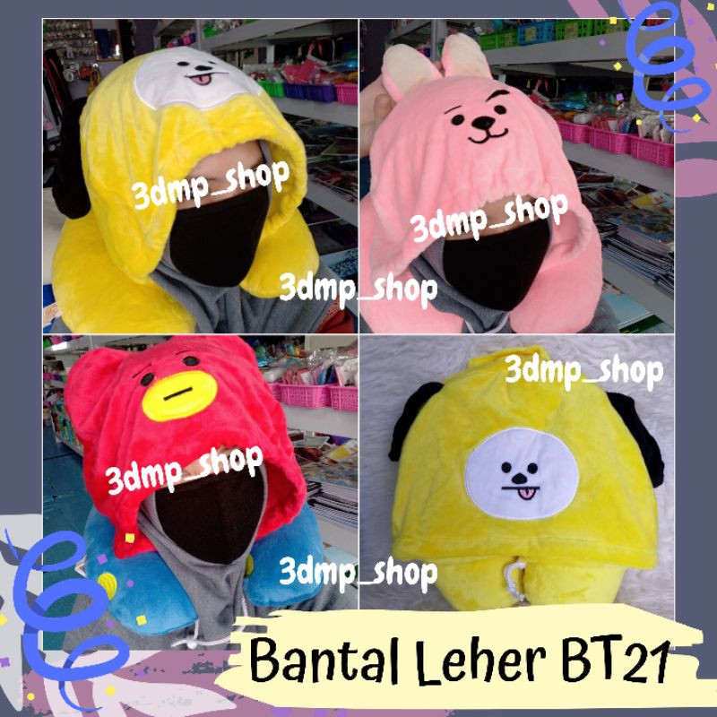 Bantal Leher Hoodie Penutup Kepala BT21 BTS KPOP cooky chimmy tata shooky koya rj