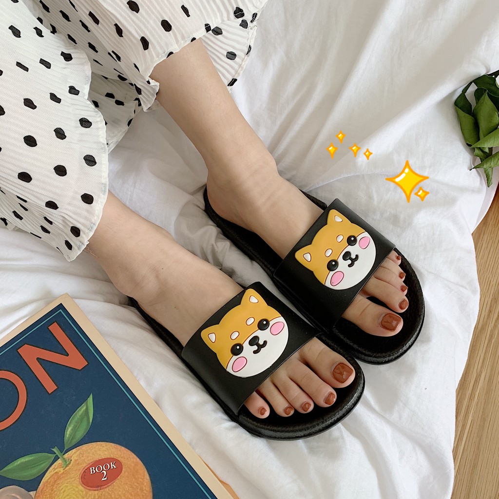 Sandal Selop Wanita Motif Kartun Anjing Shiba Inu Akita Untuk