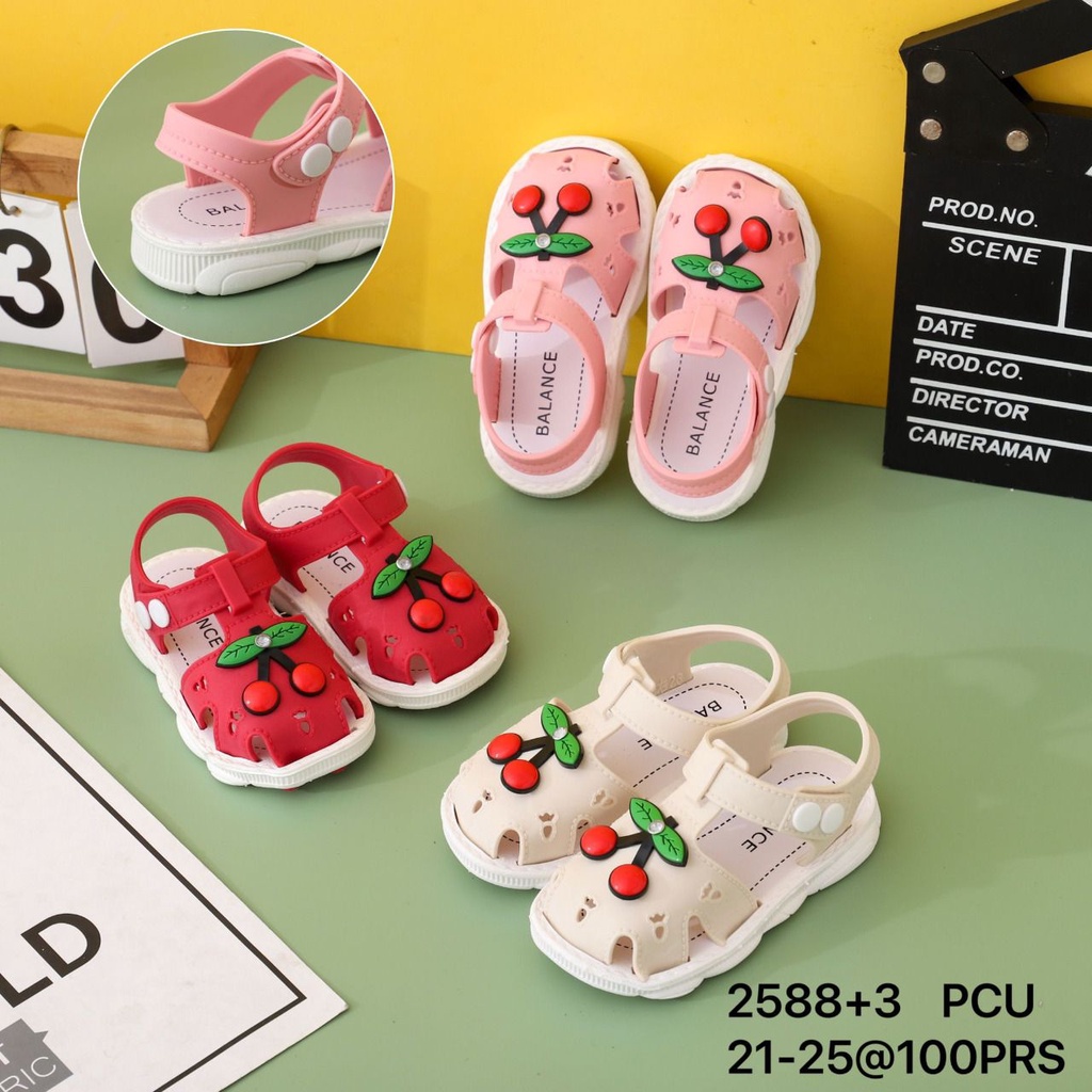 Sepatu sendal anak gladiator Balance 2588+3 (21-25) motif ceri timbul Sendal Anak Balita Cherry Import