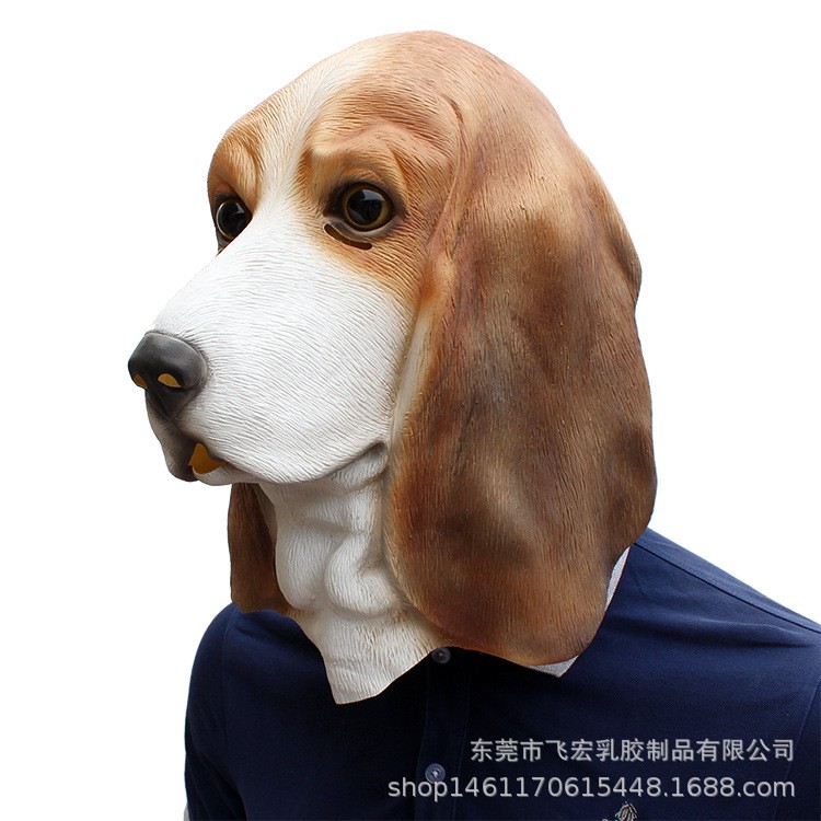 TOL-22 topeng latex beagle puppies puppy anjing dog head mainan prank halloween