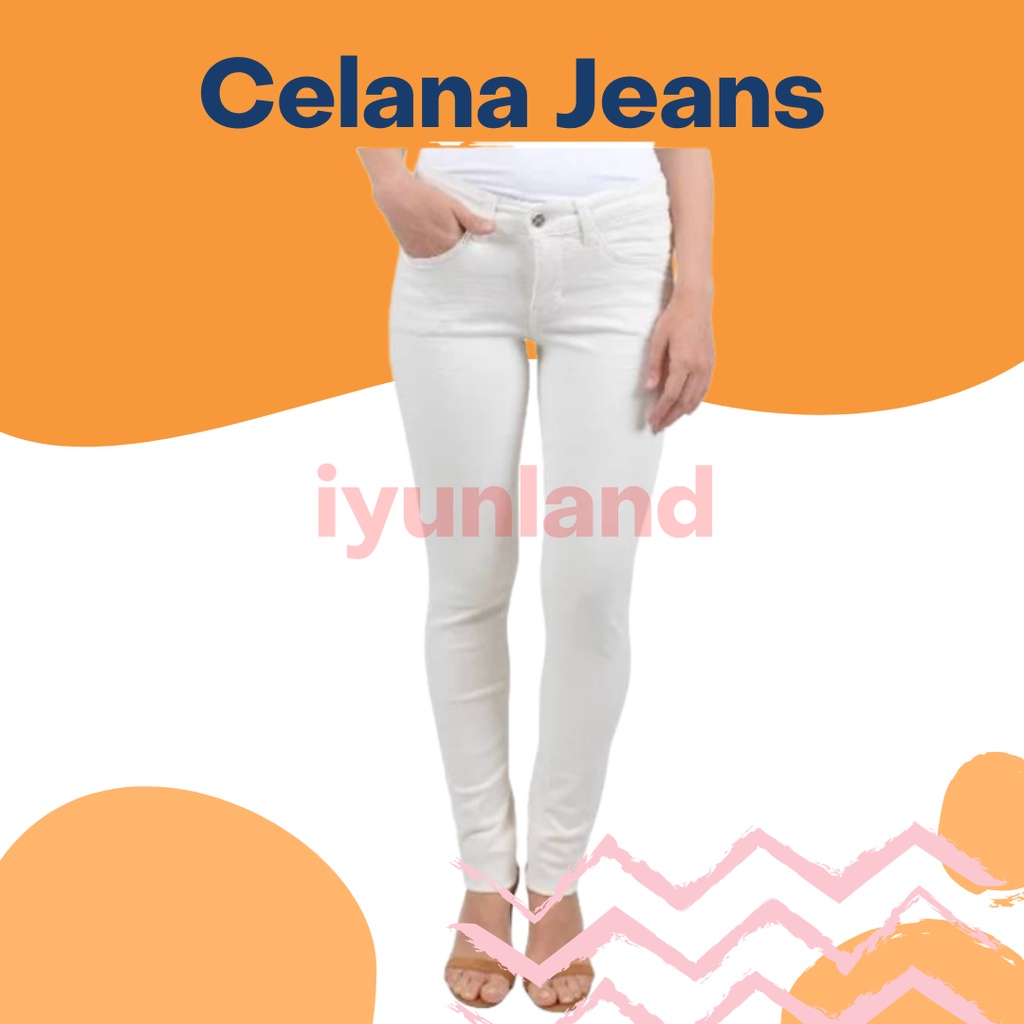 Celana jeans skinny wanita / jeans putih cewek / white jeans