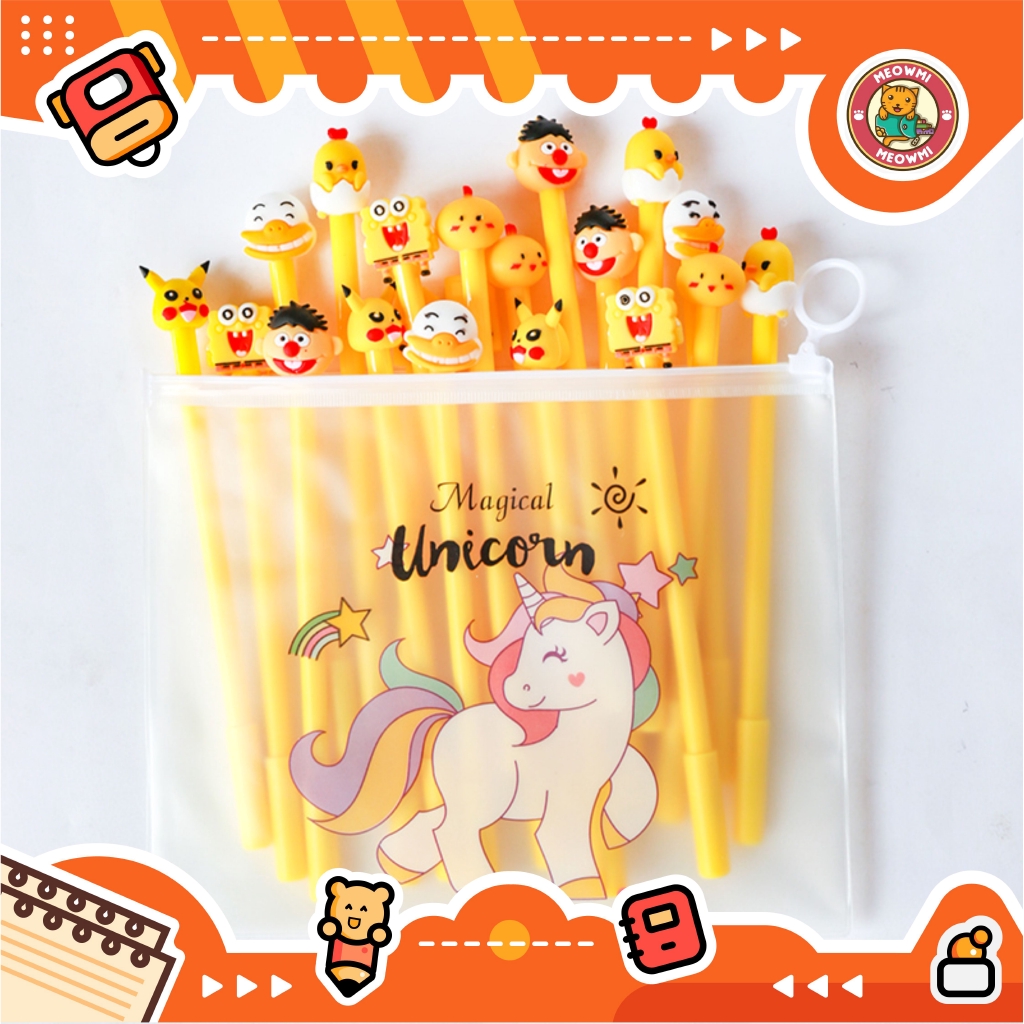 

10pcs Pulpen Karakter Kuning Yellow Free tempat pensil unicorn pvc BD0007