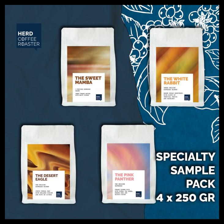 

DISKON TERBATAS !!! SPECIALTY GRADE ESPRESSO HOUSE BLEND ARABIKA SAMPLE PACK HERD COFFEE TERLARIS