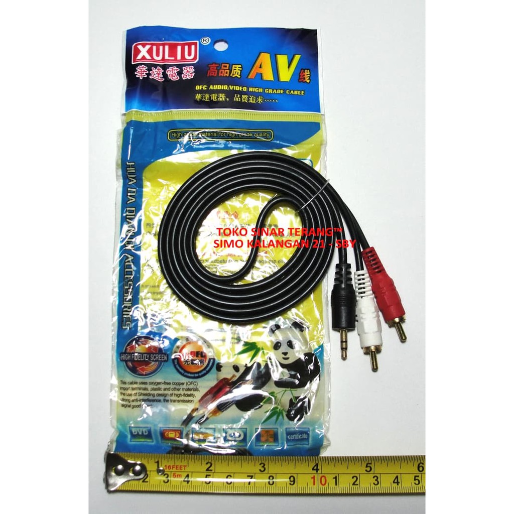 Kabel Jack RCA 2-1 1.5 Meter I Kabel Sambungan 2 RCA ke Mini Stereo 3.5 mm AUX dari HP ke Speaker