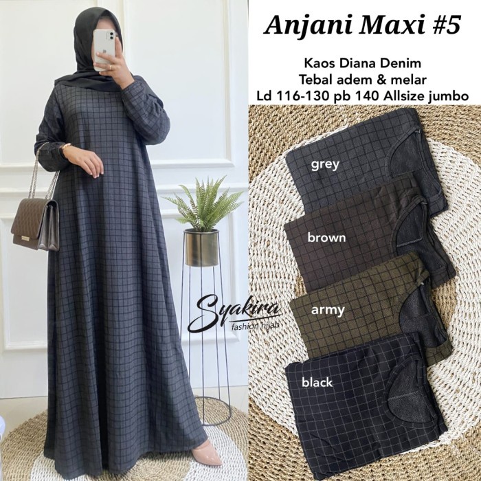 NEW ANJANI#5 JUMBO MAXY TERBARU GAMIS JUMBO BAHAN KAOS DENIM TEBAL