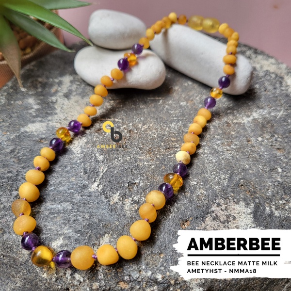 Kalung Amber Anak Premium Mate Milk Amethyst NMMA18 By Amber Bee