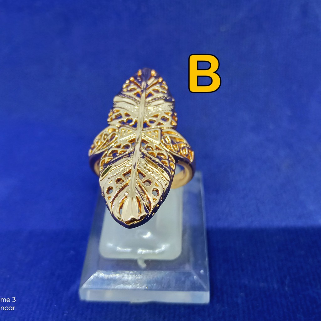 Cincin model kerawangan lapis emas 18k