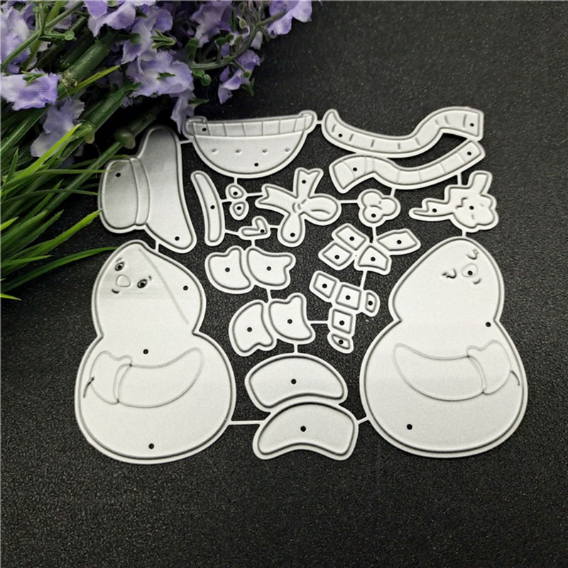 Cetakan Stensil Cutting Dies Motif Snowman Bahan Metal Untuk Scrapbook / Craft Diy