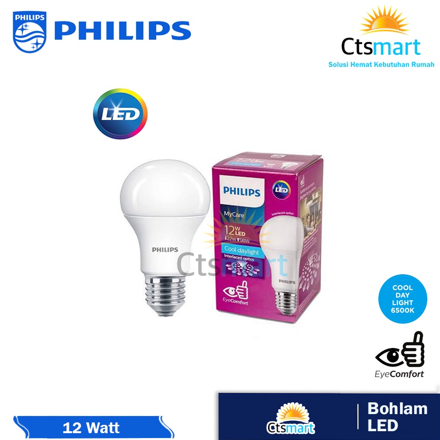 Lampu Bohlam LED Philips 12 Watt Putih/Cool Day Light 12W 12Watt 12 W