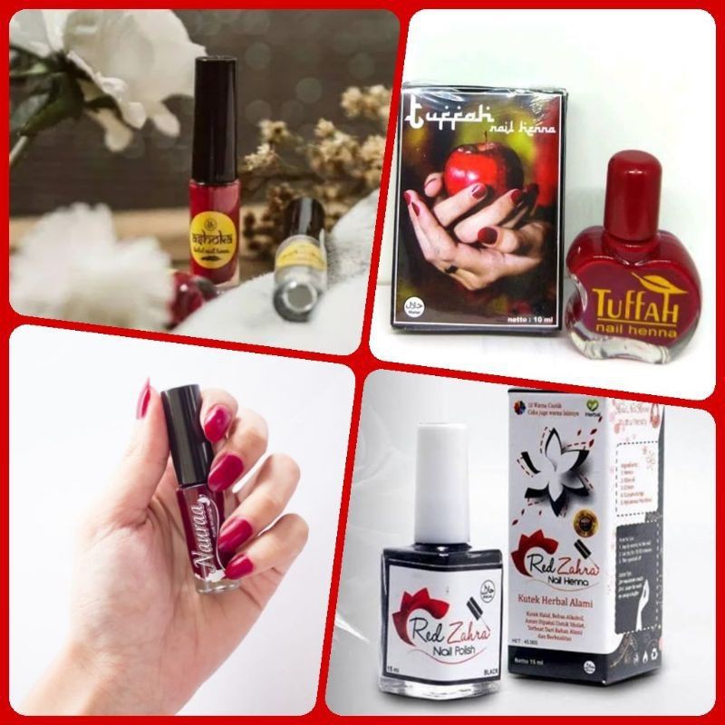 ☀️ YAMSHOP88 ☀️ MURAH Kutek Tuffah Nail Henna Kutek Halal / Henna Naura Nauraa Makassar Cetar Maron