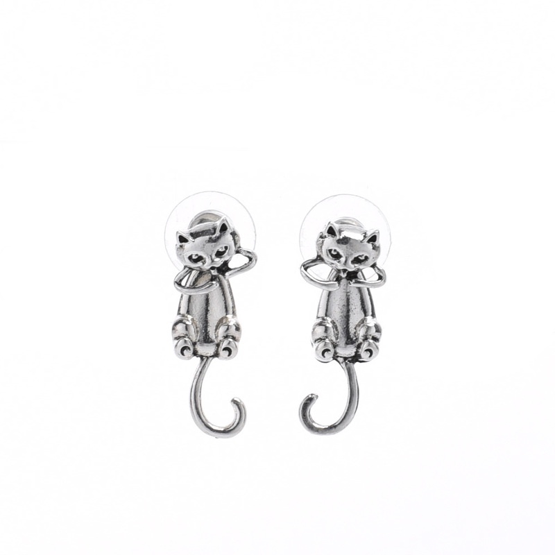 Anting Stud Desain Kucing Katak Lucu Gaya Retro Untuk Wanita