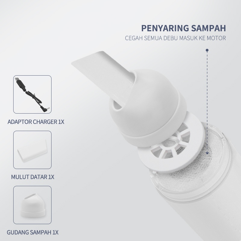 Kadonio Car Vacum Cleaner Penyedot Debu Mini Portable Mobil/Rumah Vakum Wireless Nirkabel USB Cas Handheld sedot debu mini