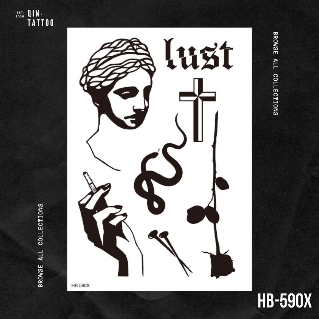 Temporary Tattoo / Tato Temporer Snake Smoke 21x15 cm HB-590X