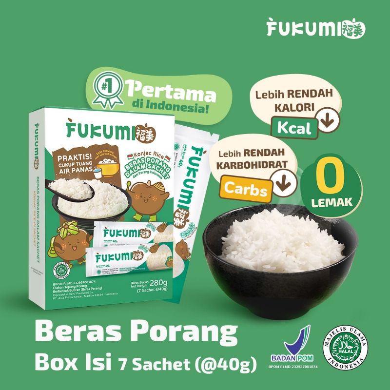 

FUKUMI BERAS PORANG ORIGINAL - BERAS DIET - 1 BOX ISI 7SACHET x 40gr