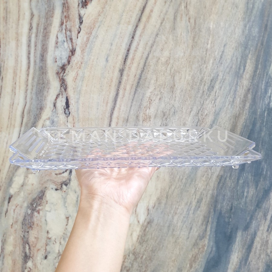 Nampan Baki Kristal Acrylic Bening Segi Diamond BUKB 2061 Golden lemon Golden Sunkist