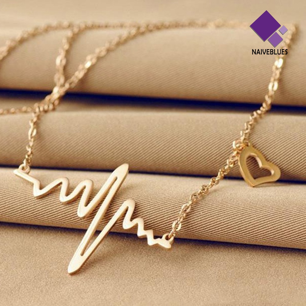 Kalung Desain Detak Jantung Rhythm Bahan Alloy Untuk Wanita