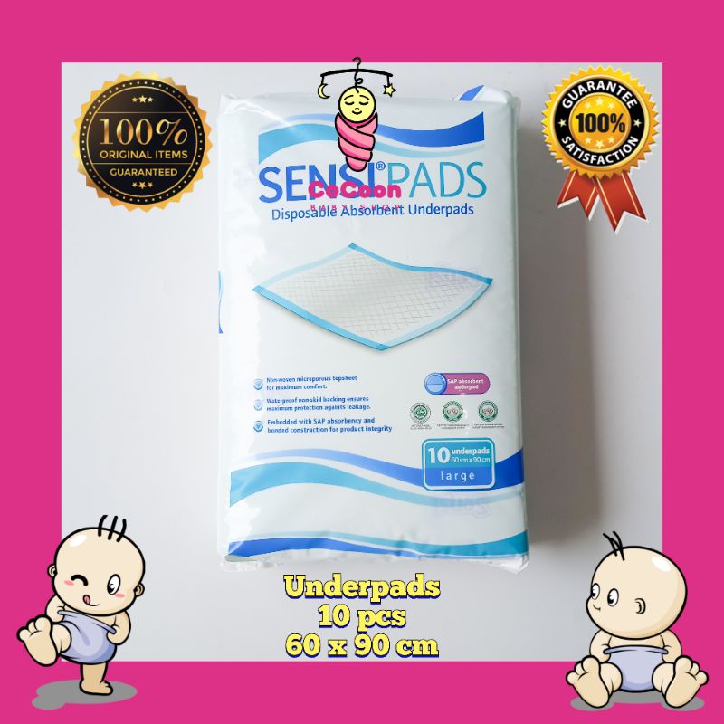 Perlak Sekali Pakai / Alas Popok Bayi Dewasa Sensipads Sensi Underpads Large 10 pcs