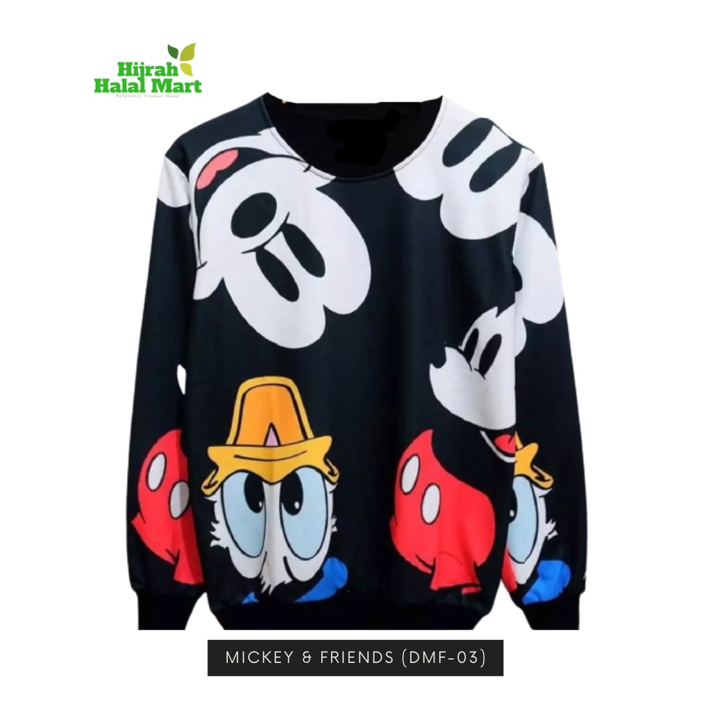 Sweater Babyterry Printing Sublime - Disney Mickey Mouse & Donald Duck (Ukuran Dewasa) - NEW