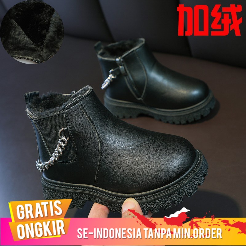 Sepatu Anak-anak Sepatu Katun Kapas  Anak-anak  Sepatu Bot Kulit Sisi Ritsleting Anak Perempuan Sepa