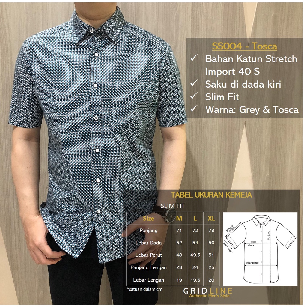 [GRIDLINE - SS001 SS002 SS003 SS004 SS005 SS006 Stretch Series] Kemeja Pria Katun Stretch Import M-XXL