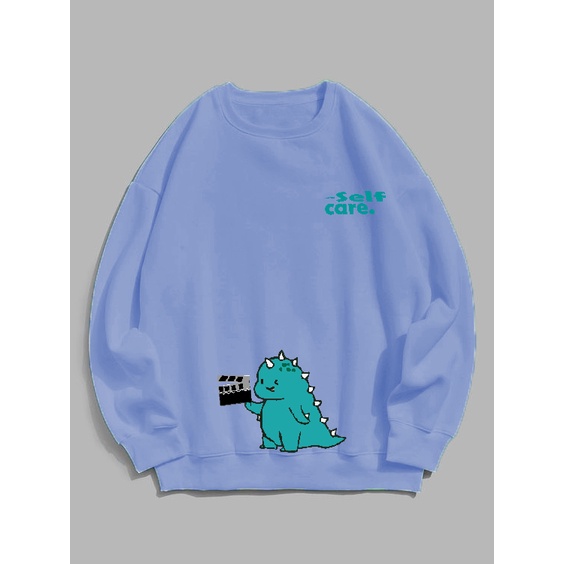 Sweater wanita Self care Dino Crewneck wanita size M-XXL