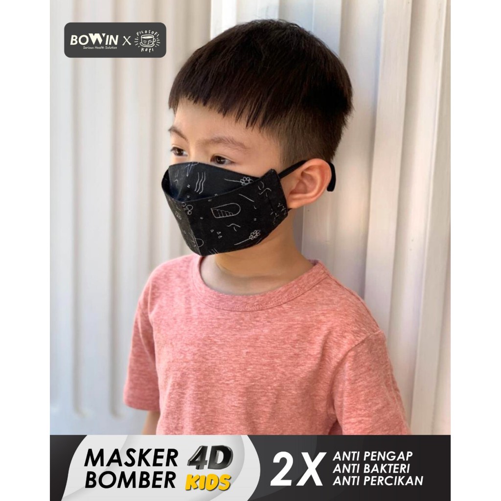 [Bowin X Filkop] Kid- Masker Bomber Kid (Masker Anak 4 Lapis Filter)