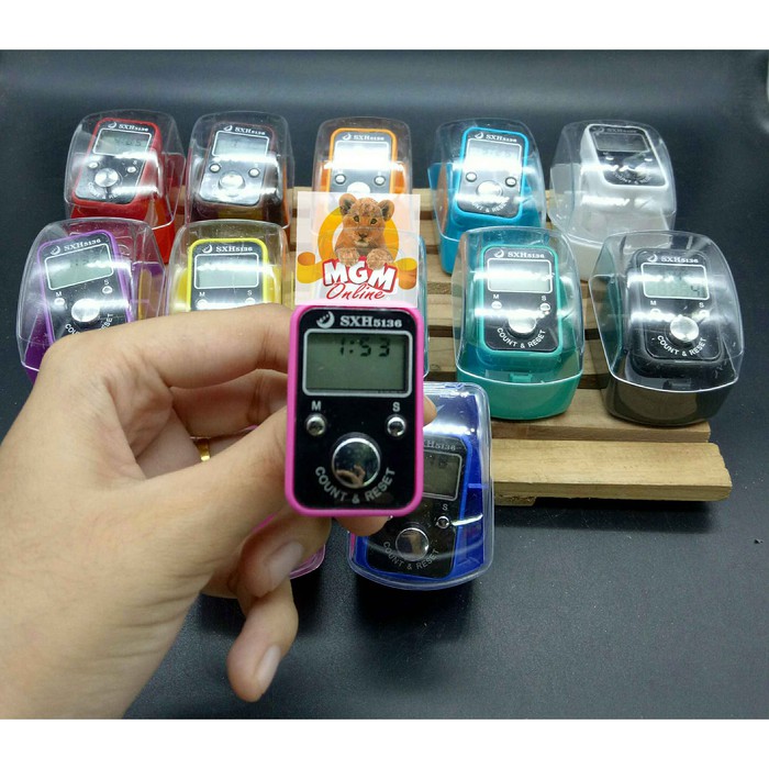 Jam Tasbih Digital Mini Finger Counter Penghitung Jari w/ JAM KOTAK