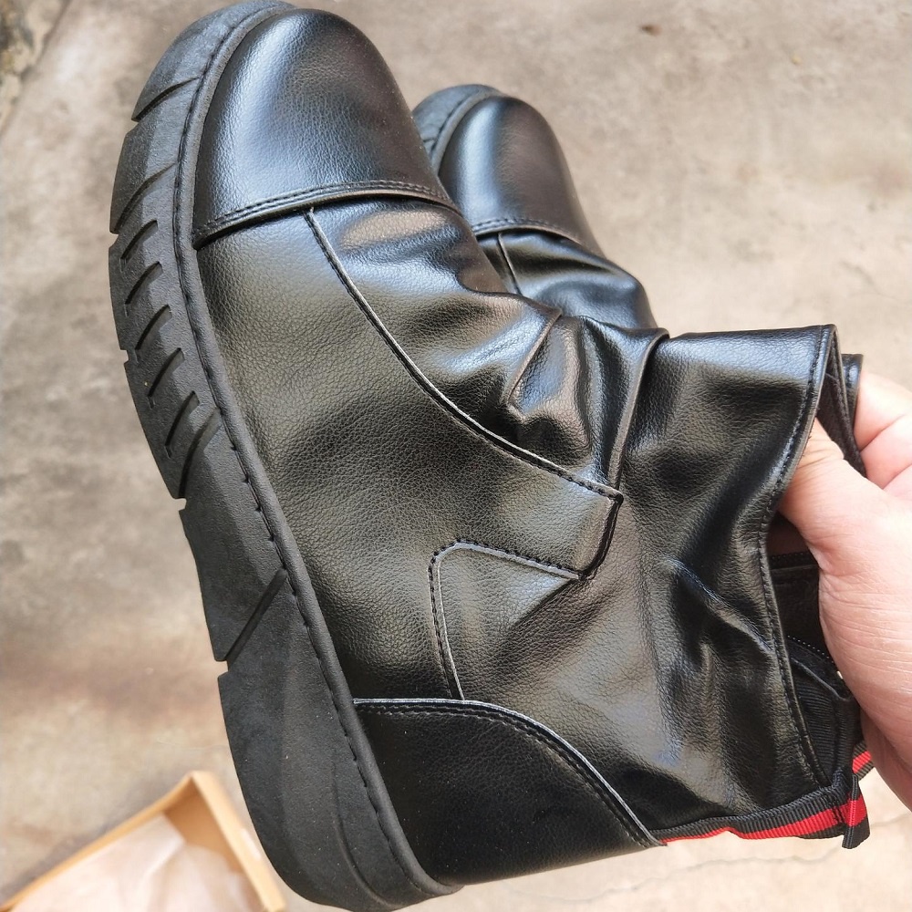 Sepatu Boot Pria Boots Hitam Casual Sepatu Kerja Ritsleting Murah Formal Sepatu Tanpa Tali Keren Import 135