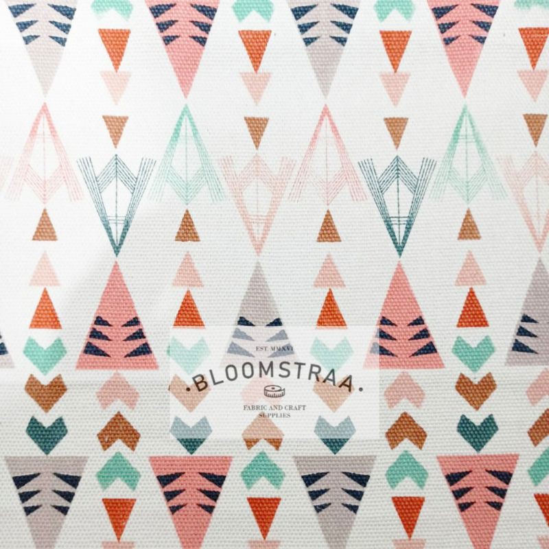 Kain Kanvas Indiana Pastel canvas bahan geometric triball ethnic soft