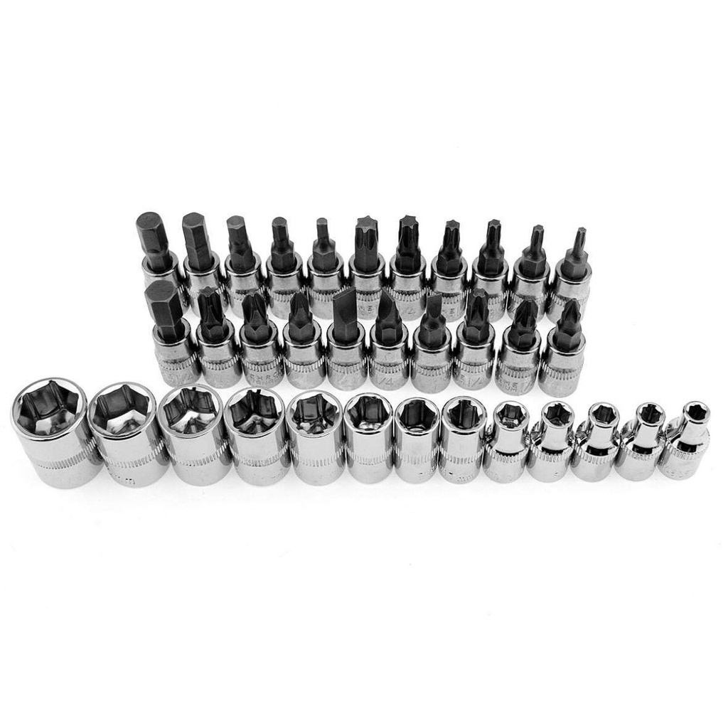 Kunci Socket 46 Pcs Wrench Pas Sok Shock Sock Set 1/4 Spanner Socket Set Car Repair Tool Kunci Inggris