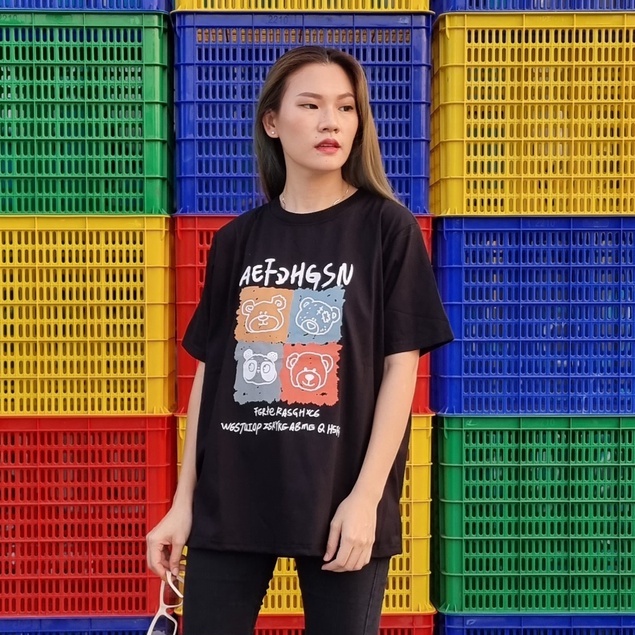 MixFashion.ID | OVERSIZED TSHIRT OUTFITS | KAOS OVERSIZE FOUR BEAR | OVERSIZE COTTON COMBET | BAJU K