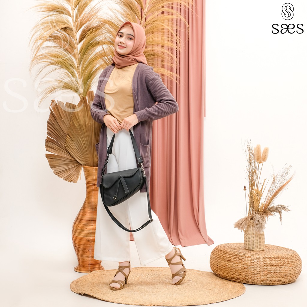 SAES Quince Saddle Bag Kulit Vintage Handbag Shoulderbag Tas Selempang &amp; Bahu Hitam Saes shop 003