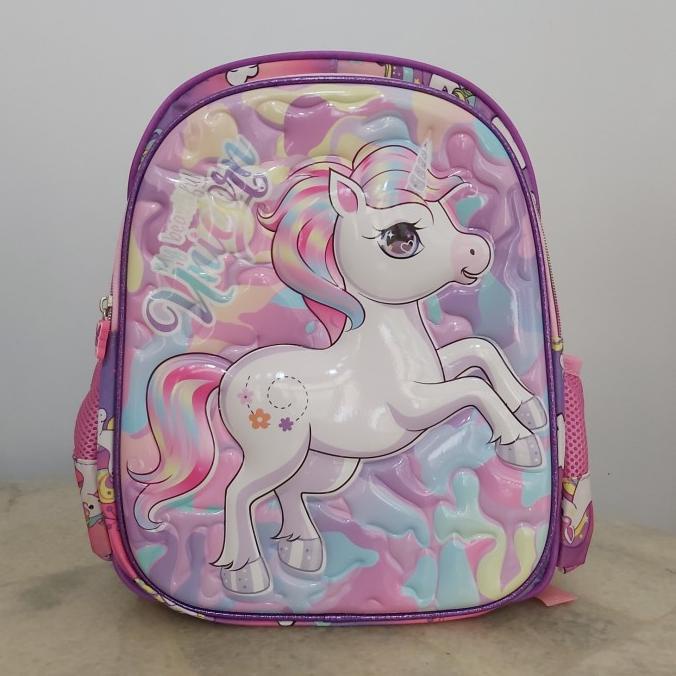 Tas Sekolah Ransel Anak Perempuan Tk Timbul Kuda Unicorn Pony