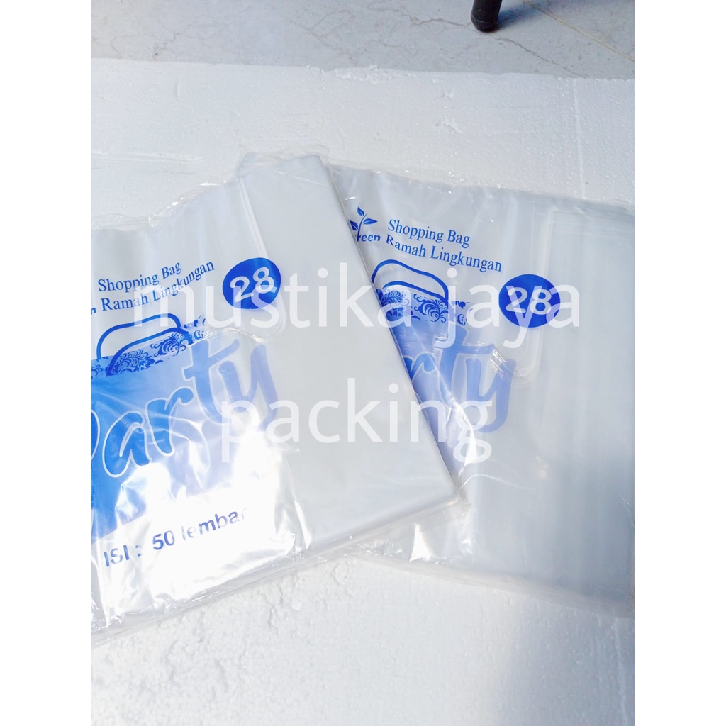 Plastik Kresek PE Bening Transparan PARTY uk 28 isi 50 pcs