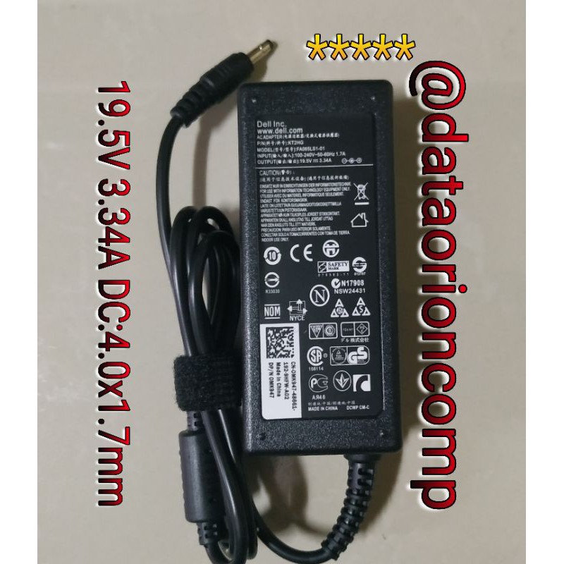 Adaptor Charger Dell 19.5v 3.34A DC 4.0*1.7 mm for xps13 14 5439 p34f