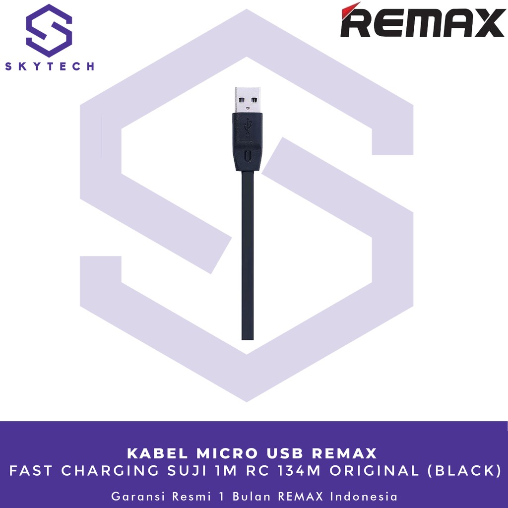 KABEL MICRO USB REMAX FULL SPEED 1M BLACK RC 001M ORIGINAL GARANSI RESMI